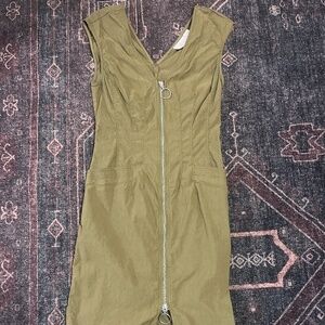 Maeve by Anthropologie Women's Green Moss Utility Bodycon Full Zip Dress - 8